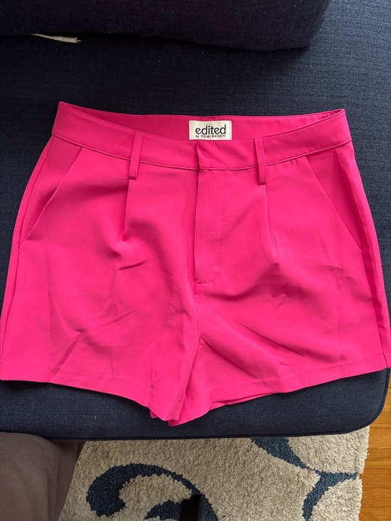 Edited By Remi Bader Pants - Edited Hot Pink High-Waist Tailored Shorts